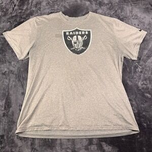 Nike Dri Fit T-Shirt Mens 3XL Heathered Gray Swoosh Logo Las Vegas Raiders NFL